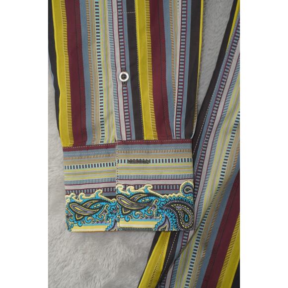 Robert Graham Button Down Shirt Mens Large Multicolor Paisley Embroidered Bold - Picture 2 of 8